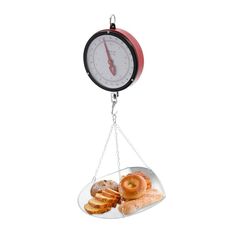 Pxolerig 22LBS Double-Sided Dial Mechanical Hanging Scale with Scoop/Chain for Farm,Strong Load-Bearing Capacity, Kitchen Food and Produce Weighing, Easy to Read Display - Image 1